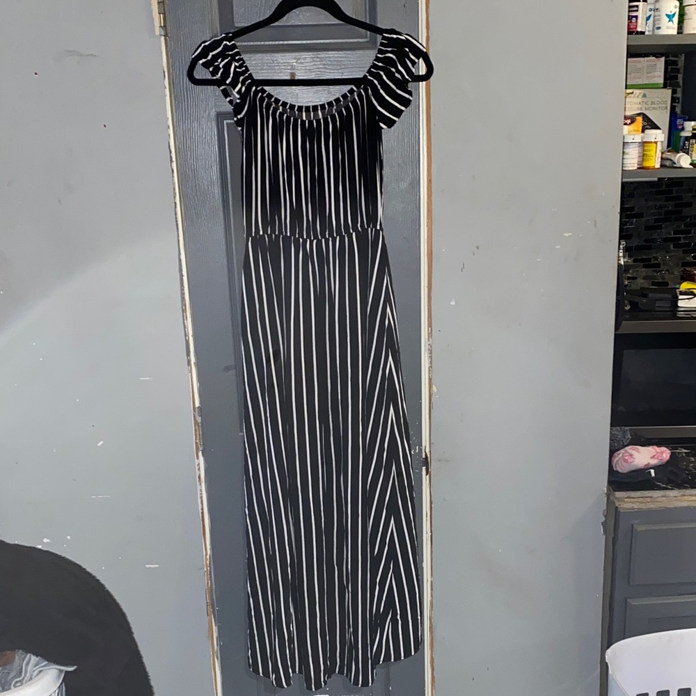 Black and White Striped Maxi Dress